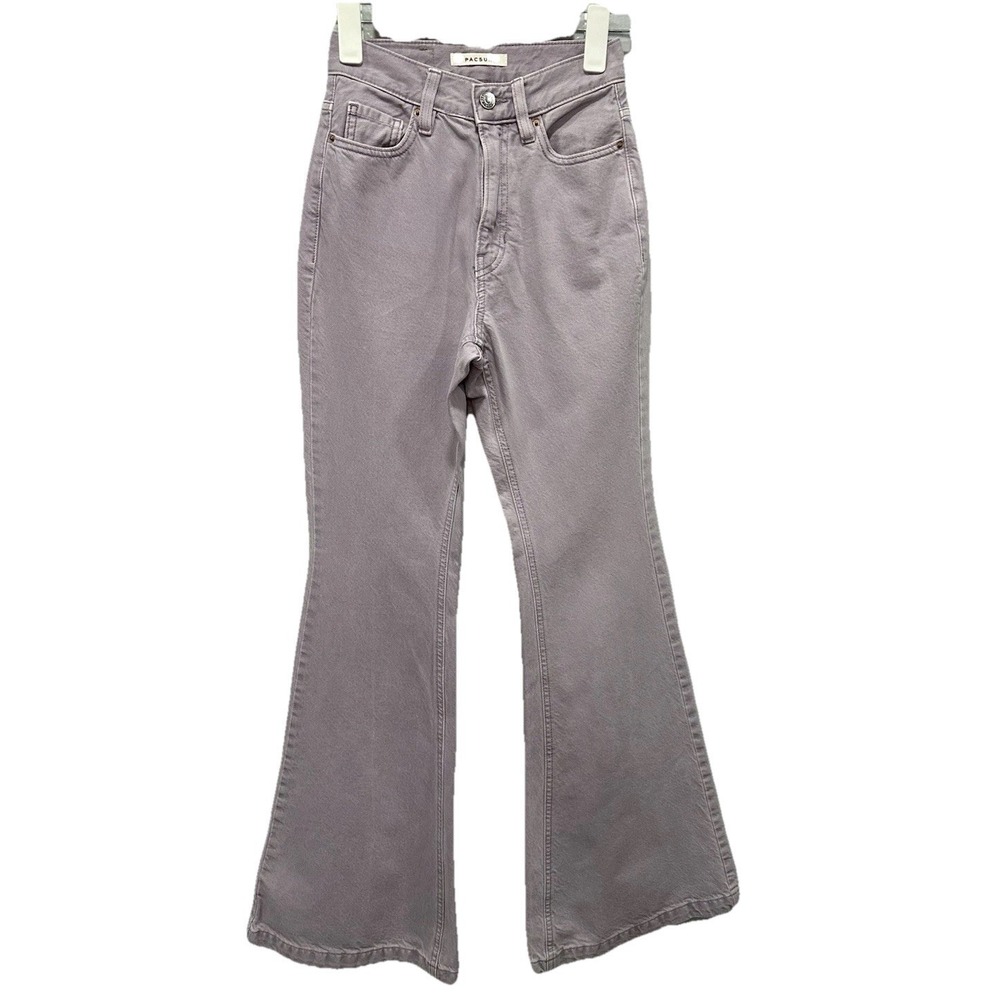 Pacsun Jeans Women's Size 23 Lilac Flare High Rise Mid Wash Denim Zip Up